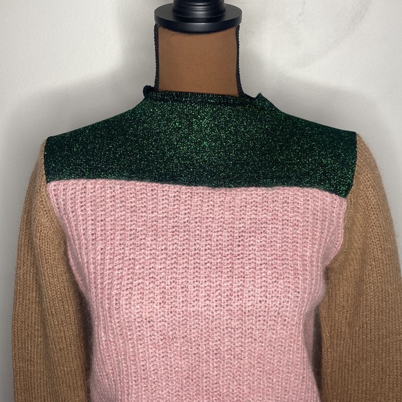 Scotch & Soda OK Bye Selina mohair blend colorblock high neck fuzzy sweater XS - Picture 6 of 16